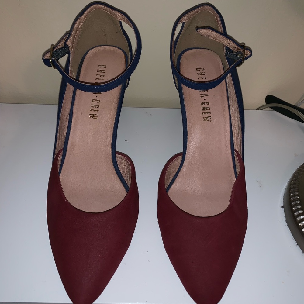 Suede Navy & Burgundy Heels